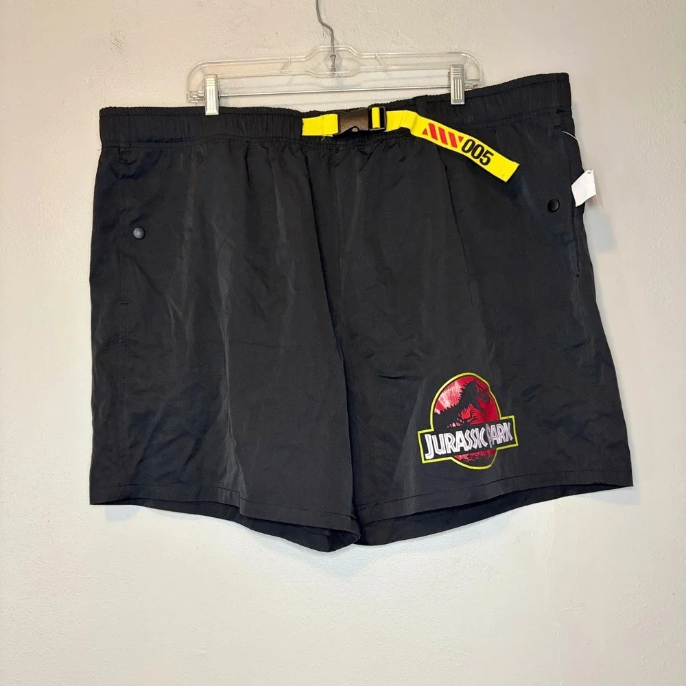Jurassic Park Mens XXL Isla Nublar Nylon Utility Shorts Black Belted Gorpcore